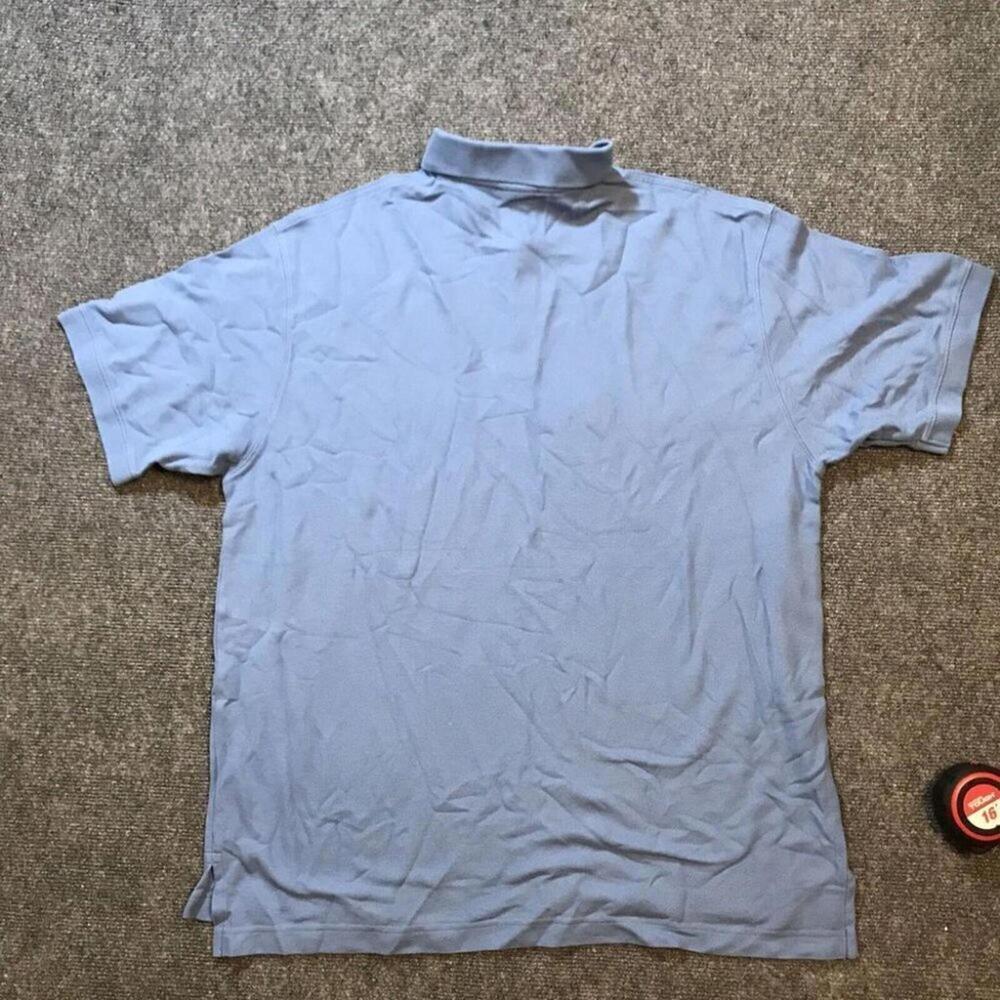 LL Bean Polo Shirt Men's Short Sleeve Blue Striped Adult Casual Size Large - Picture 9 of 11